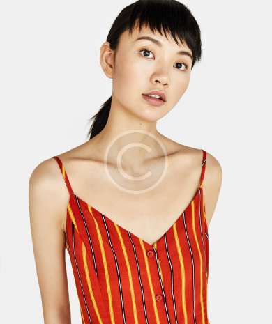 Womens V neck button down shirt