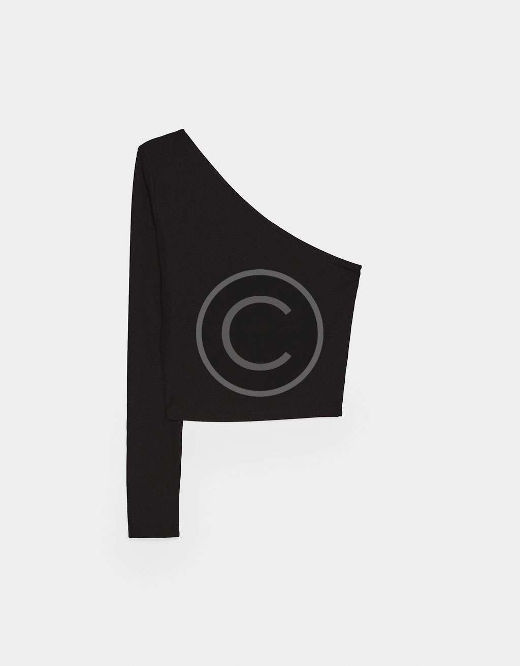One shoulder long sleeve plain top - Imagen 2